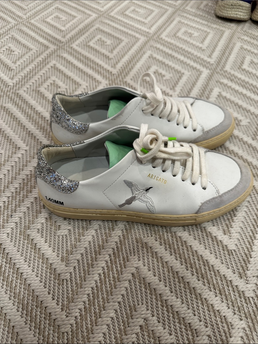 Axel Arigato Womens Glitter Embroidered Lace Up White Sz 7.5